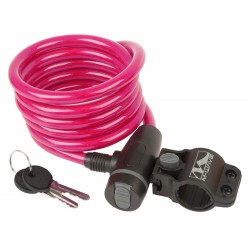 Велозамок M-Wave, 10х1800 мм, с крепежом, розовый 5-233868