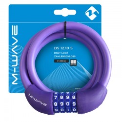 Кодовый велозамок M-Wave DS 12.10 S 12Х1000мм, фиолетовый