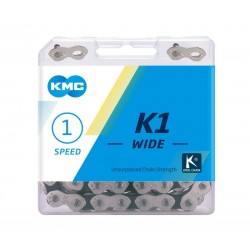 Цепь KMC K1 WIDE kool, 1 скорость, 1/2"х1/8", с замком CL710, 112 звеньев