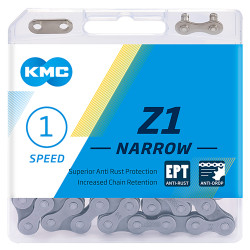 Цепь KMC Z1 Narrow EPT, 1 ск., 112 звеньев, 1/2"х3/32", с замком, серый 5-303720