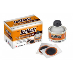 Аптечка для камер IceToolz Jumbo Tire Puncture Repair Kit, 125 мл, 30 шт заплаток, 3 наждачки 6-800002