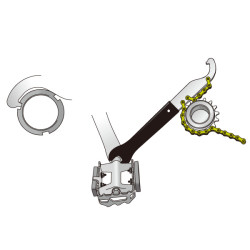 Ключ-хлыст IceToolz 34S2 Chain Whip Tool for Single-Speed, Pedal & Lockring, для педалей 15мм 6-800384
